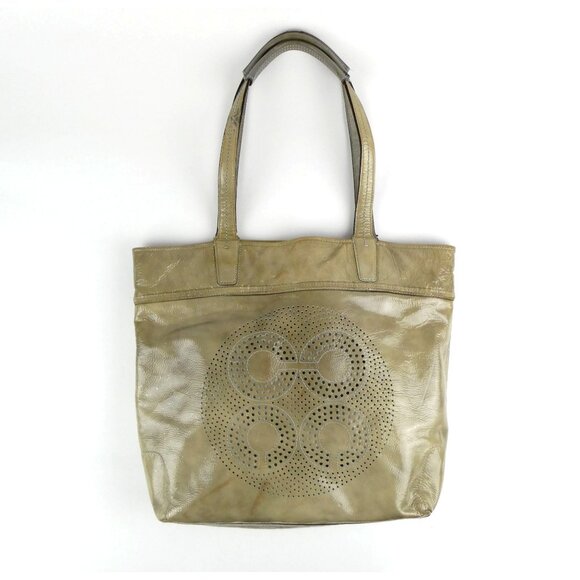 Coach Vintage Op Art Taupe Patent Leather Tote 17020 - Picture 1 of 16